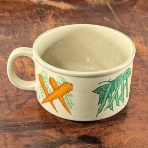 Vintage Vegetable soup mug Japan, mcm ceramic stoneware cup